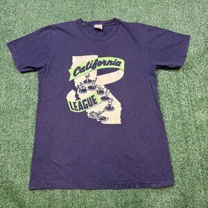 EBBETS FIELD FLANNELS California League Graphic T Shirt Men's Size M Blue Tee